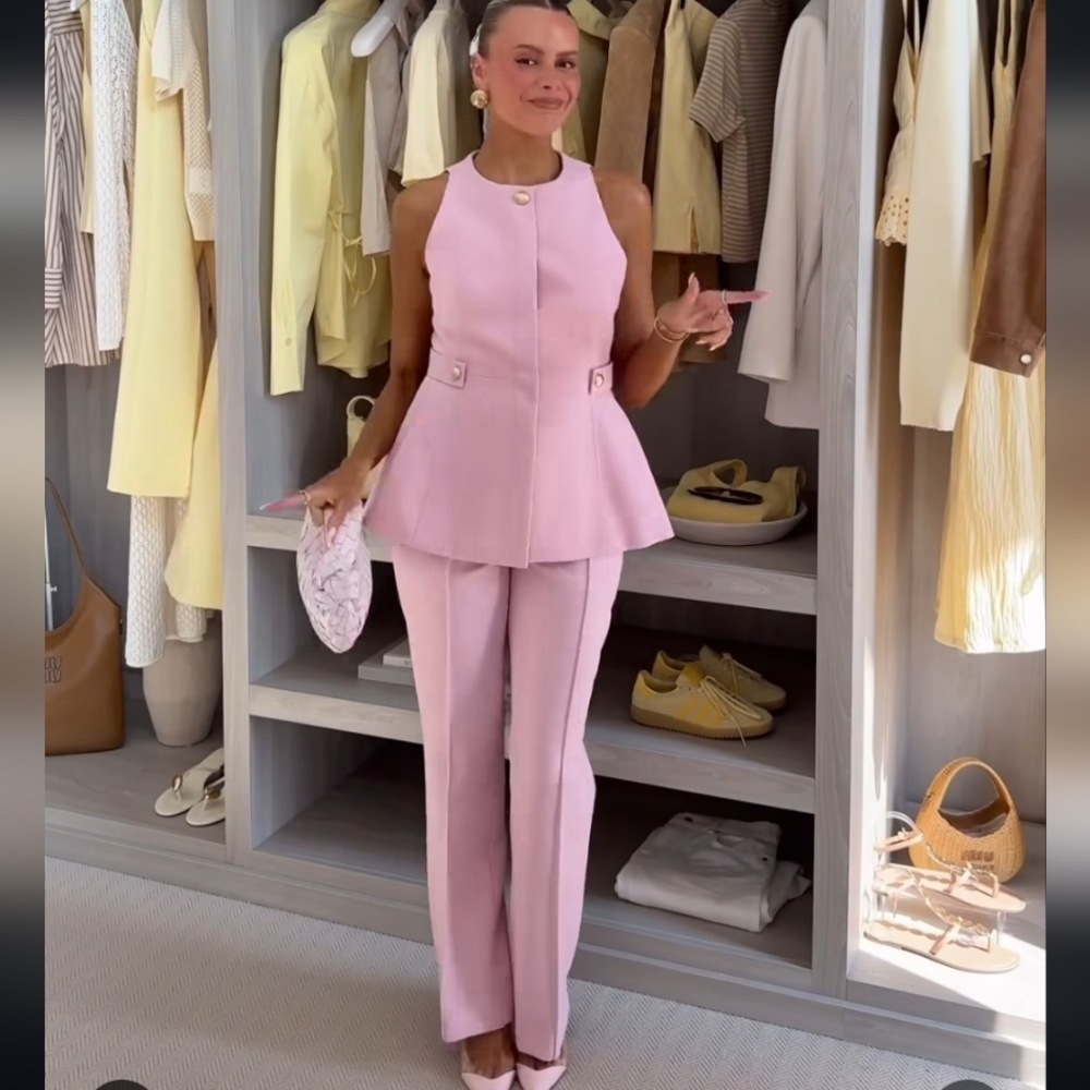 Zara 2pcs Peplum Vest + Flare Pants Co-ord Set - Picture 2 of 10